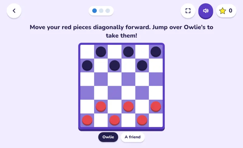 Checkers, a screen from the game