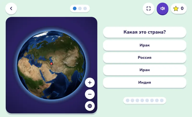 Викторина по карте, экран из игры
