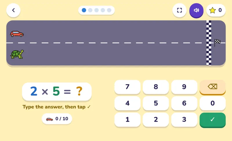 Times Table Race, a screen from the game